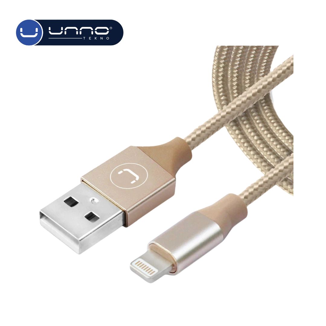 Cable UNNO TEKNO USB a Lightning Trenzado Dorado (CB4061GD)
