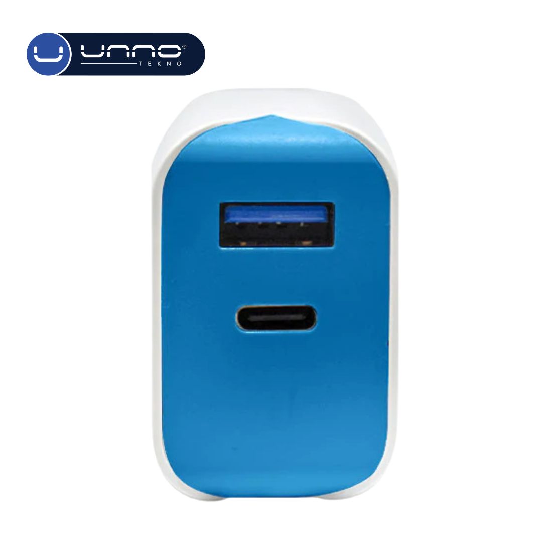 Cargador UNNO TEKNO PD20W Dual USB-A y USB-C Blanco (PW5056WT)
