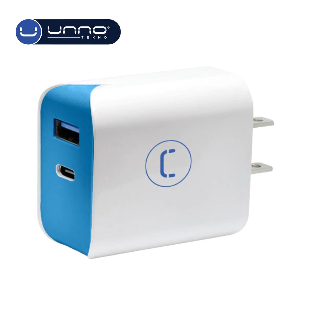 Cargador UNNO TEKNO PD20W Dual USB-A y USB-C Blanco (PW5056WT)