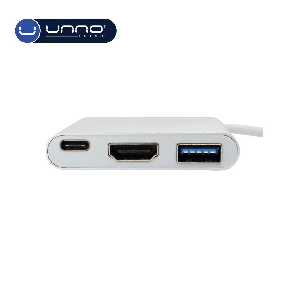 Hub UNNO TEKNO 3 en 1 Tipo CUSB-C a USB-A UNNO TEKNO (HB1101SV)