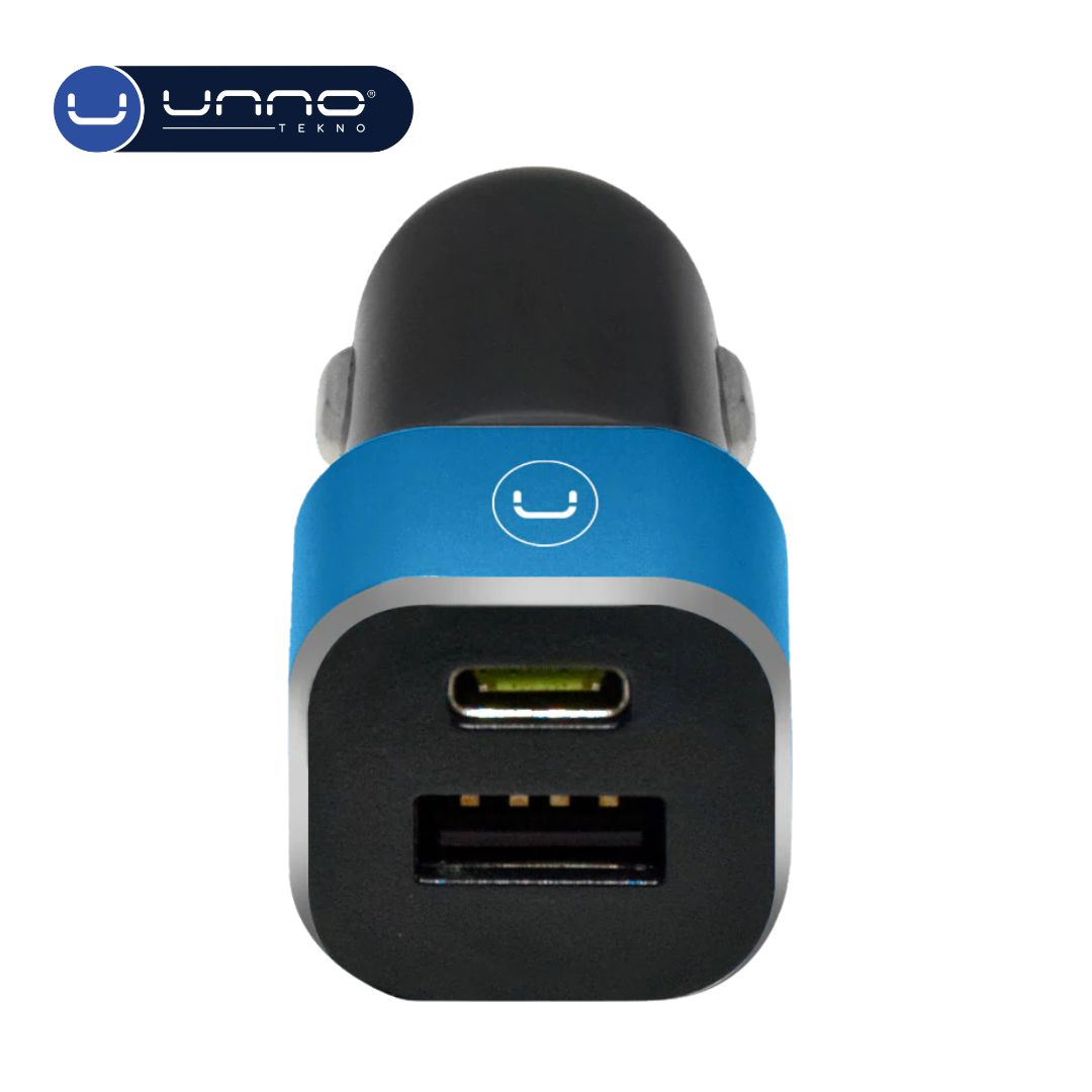 Cargador UNNO TEKNO para Carro Dual USB-A y USB-C Negro (PW5025BK)
