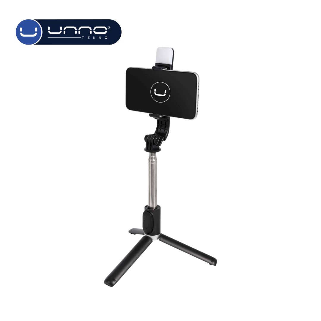 Selfie stick y tripode con luz LED UNNO TEKNO (PH1804BK)