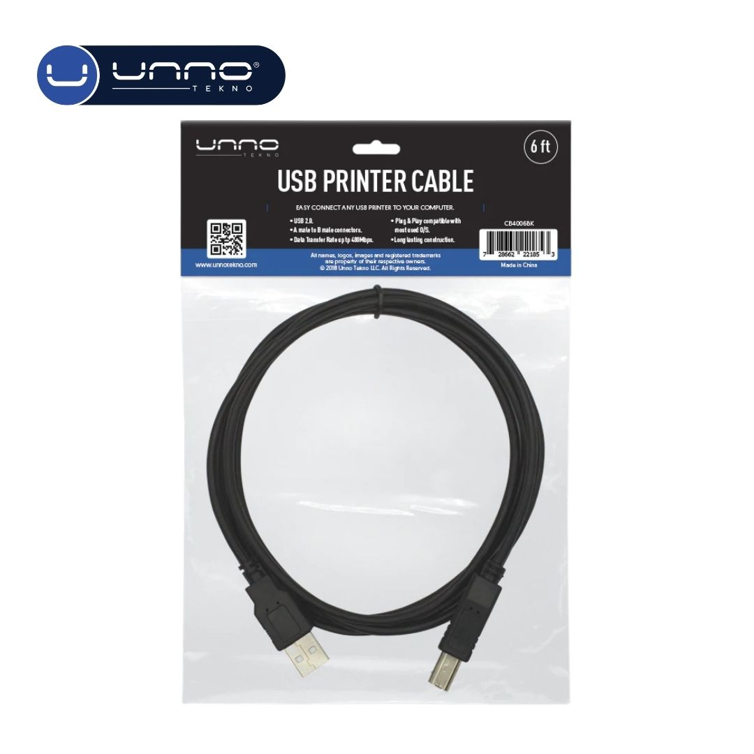 Cable UNNO TEKNO Universal para Impresora 1.8m (CB4006BK)