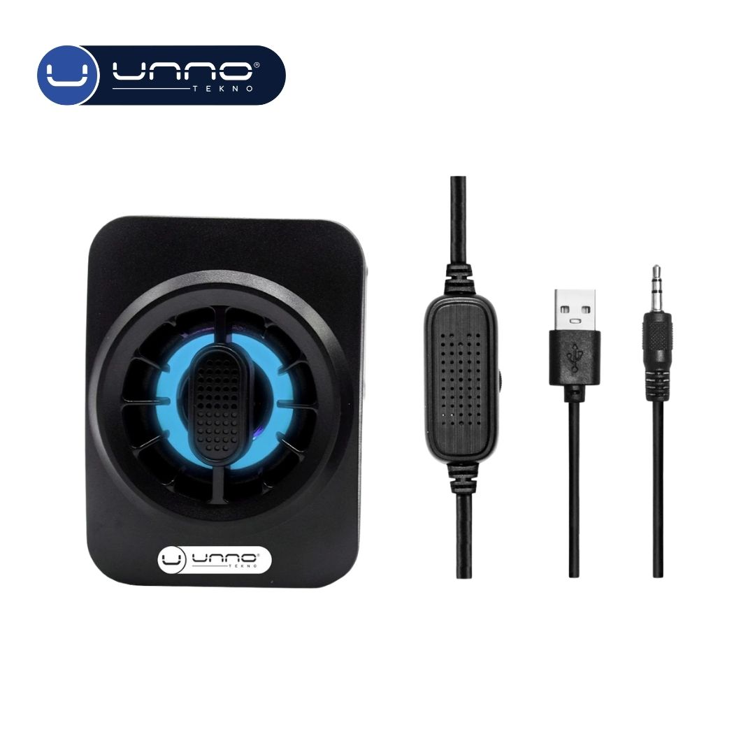 Bocina UNNO TEKNO Techno Parlante de escritorio 6W con Luces RGB Negro (SP9025BK)