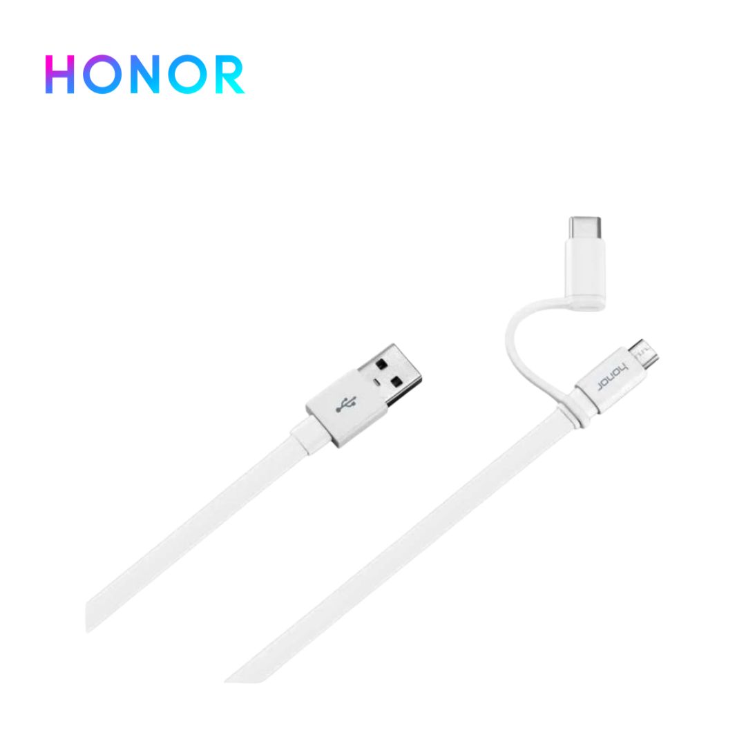 Cable Honor USB 2 en 1 Micro USB y Tipo C Blanco
