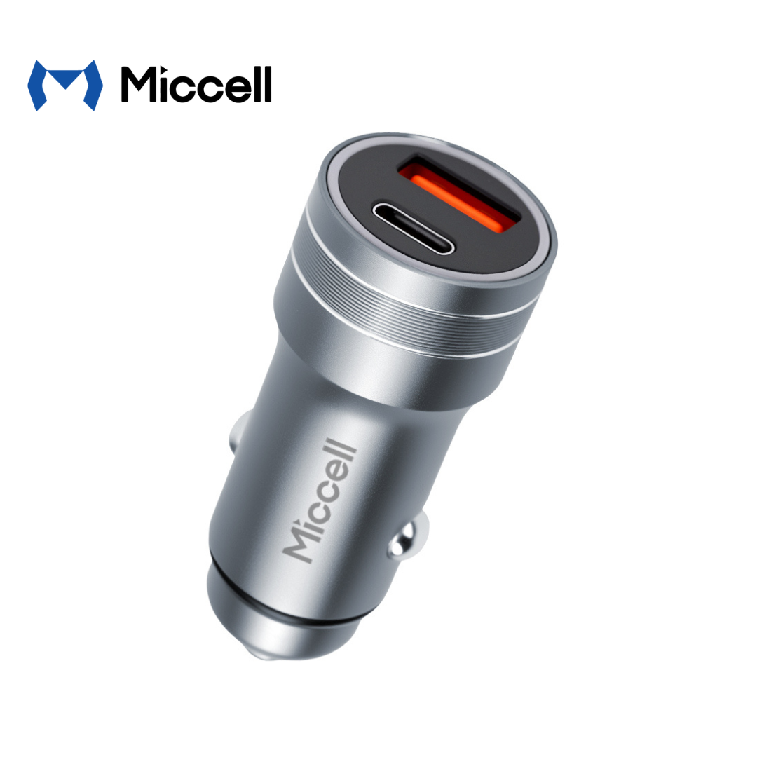 Cargador Miccell para carro 2 Puertos 1 USB-A + 1 USB-C  48W Gris (VQ-C48)