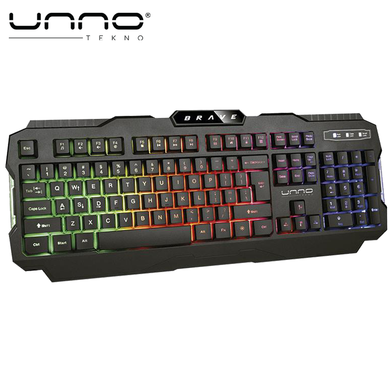 Teclado UNNO TEKNO BRAVE KB6781BK USB GAMING Negro