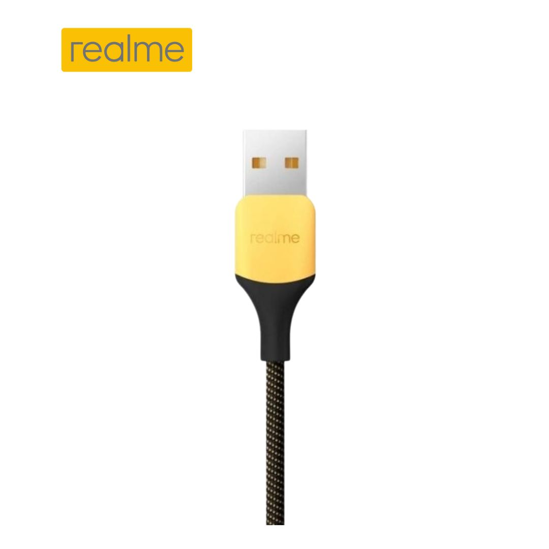 Cable Trenzado Realme USB a Tipo C 18W Negro con Amarillo (RMW2189)