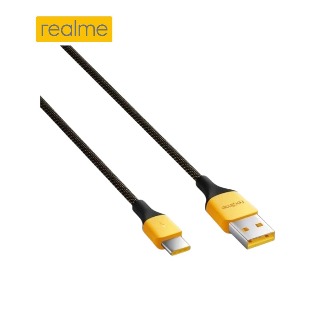 Cable Trenzado Realme USB a Tipo C 18W Negro con Amarillo (RMW2189)