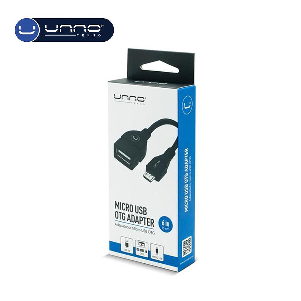 Cable UNNO TEKNO Micro USB OTG adaptador 15 cm Negro (AD4201BK)