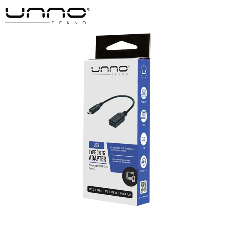  Adaptador UNNO TEKNO Tipo C A OTG USB   Negro (AD4203BK)