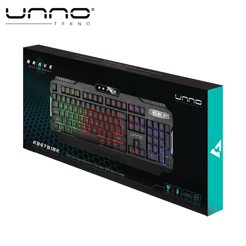 Teclado UNNO TEKNO Brave USB Gaming Negro (KB6781BK)