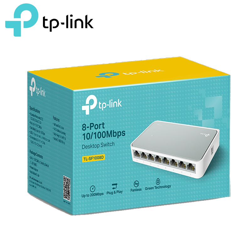 Switch de Red TP-Link 8 Puertos 10/100MBPS Plastico Gris-Blanco