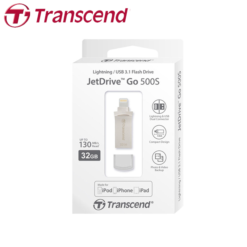 Memoria Transcend JetDrive Go 500 USB y Lightning 32 GB Plateado