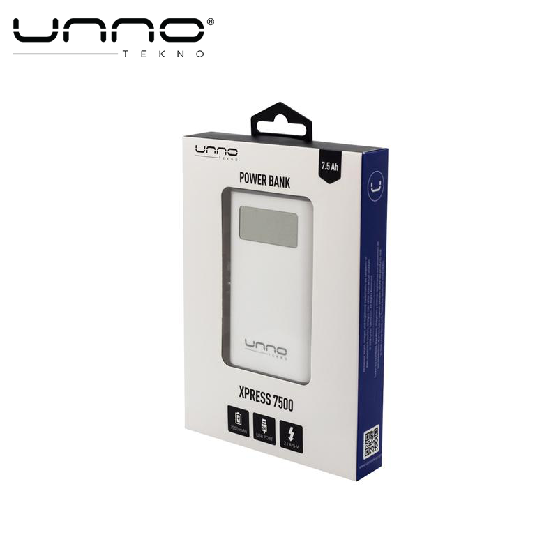 Power Bank UNNO TEKNO Xpress 7500 mAh 2.1A 5V Blanco (PB2075WT)