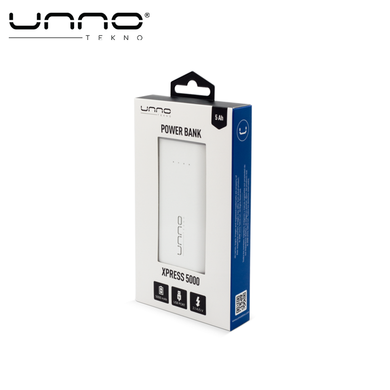 Power Bank UNNO TEKNO Xpress 5000 mAh 2.1A 5V Blanco (PB2050WT)