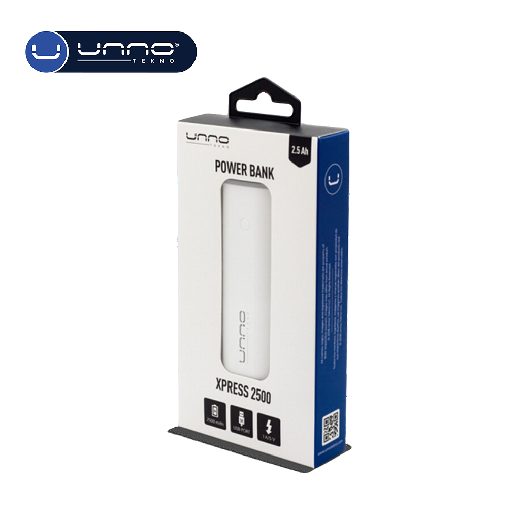 Power Bank UNNO TEKNO Xpress 2500 mAh 1A 5V Blanco (PB2025WT)
