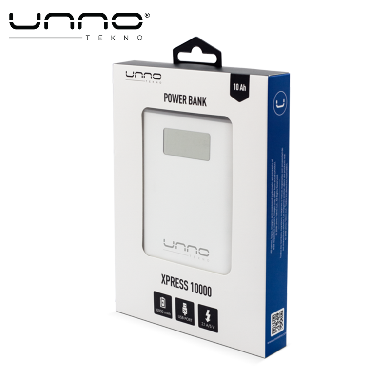 Power Bank UNNO TEKNO Xpress 10,000 mAh 2.1A 5V Blanco (PB2100WT)