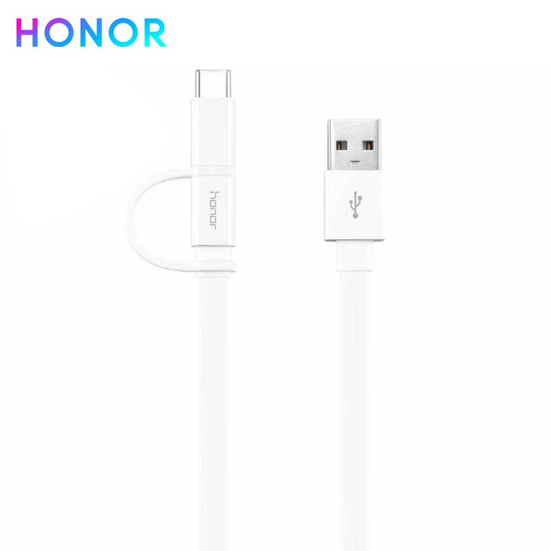 Cable Honor USB 2 en 1 Micro USB y Tipo C Blanco