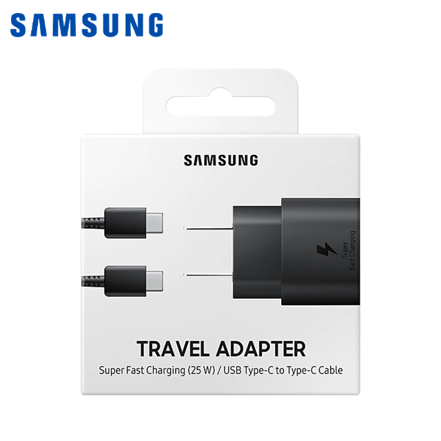Kit Cargador Samsung Travel Adapter Tipo C a Tipo C 25W 3A (TA800) Negro
