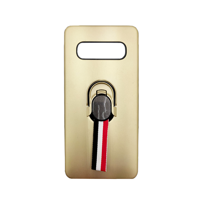 Protector de hule doble con anillo Samsung S10+ Plus Dorado