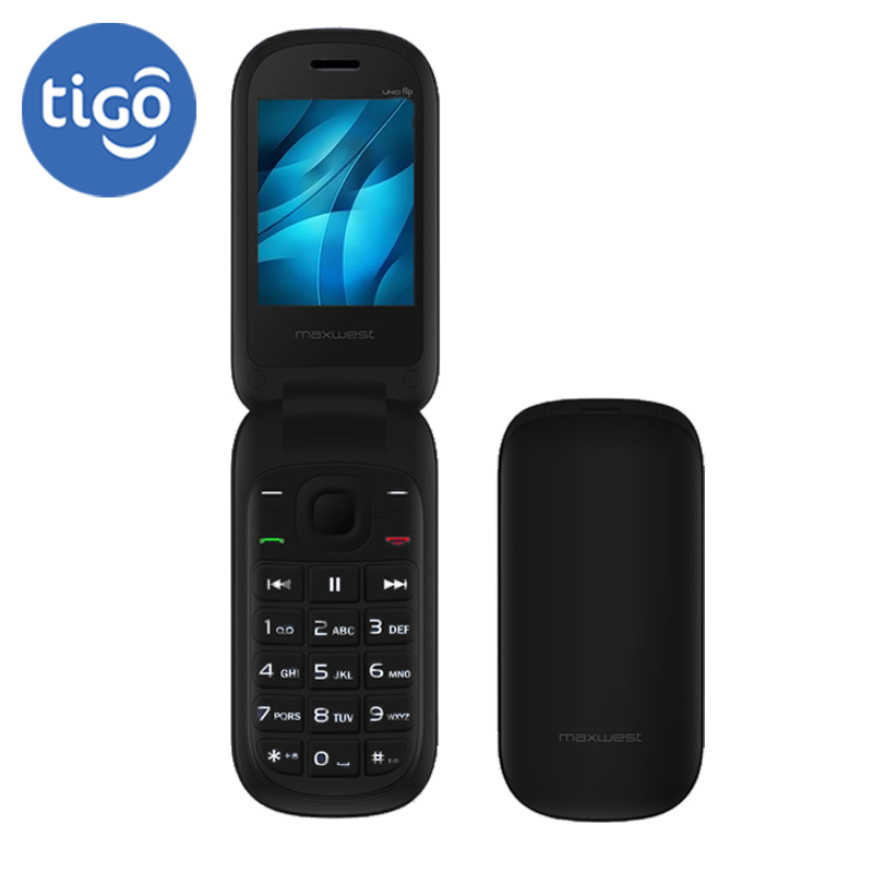 Celular MaxWest Neo Flip Plus  Tigo un Sim Negro