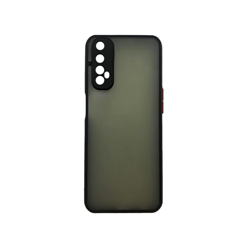 Protector con marco de hule ahumado Realme 7 negro