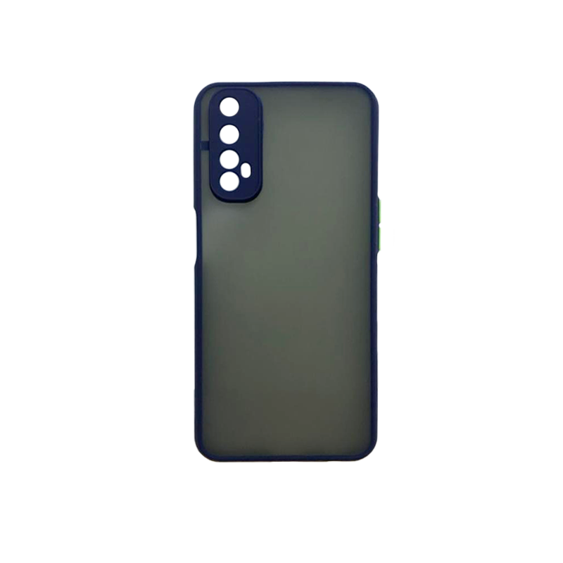 Protector con marco de hule ahumado Realme 7 azul