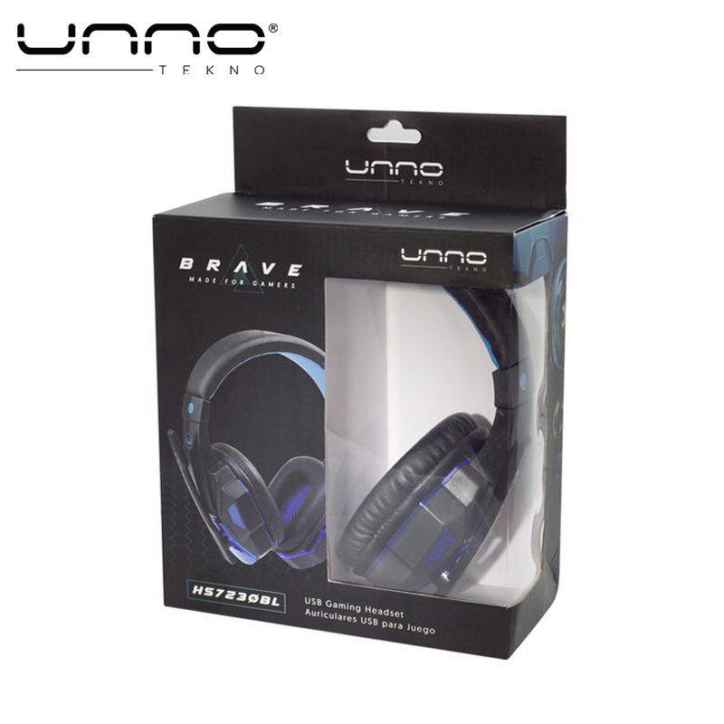Audifono UNNO TEKNO Brave Gaming USB 2.0 Negro con Azul (HS7230BL)