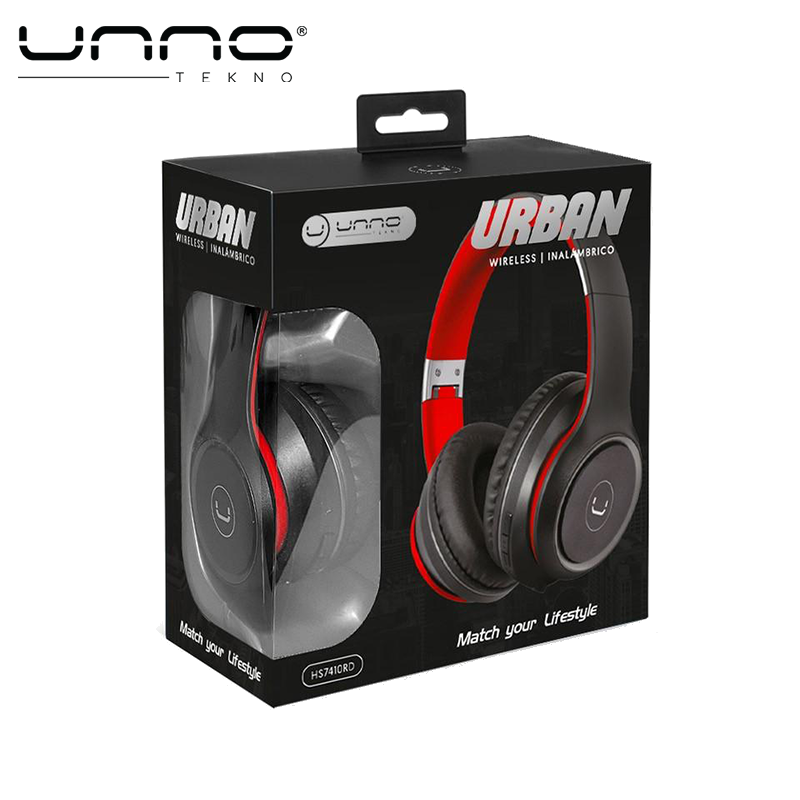 Audifono UNNO TEKNO Urban Inalambrico Negro con Rojo (HS7410RD)