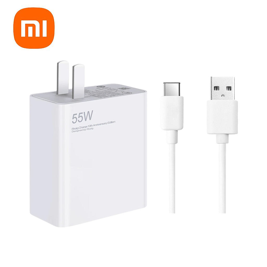Kit Cargador Xiaomi con cable USB-A a USB-C 55W Blanco