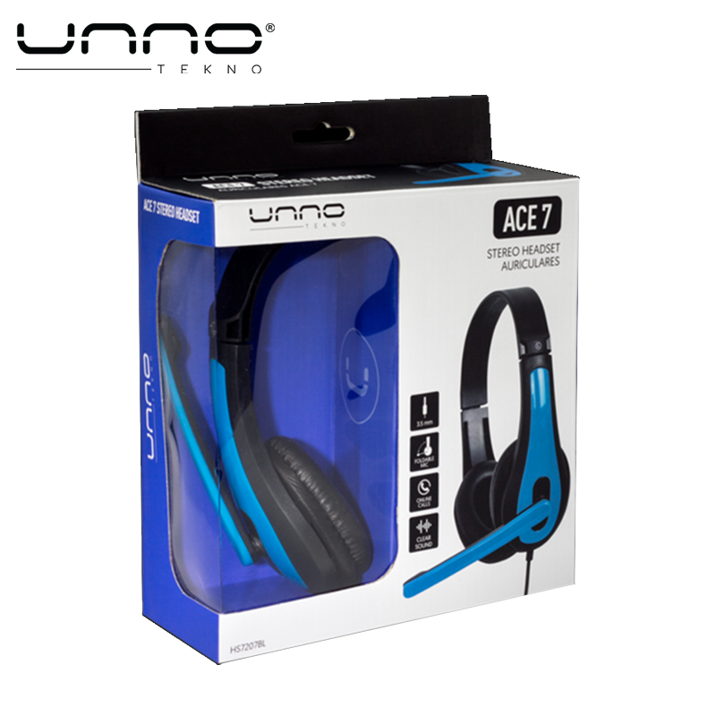 Audifono UNNO TEKNO Ace 7 3.5 mm Negro con Azul (HS7207BL)