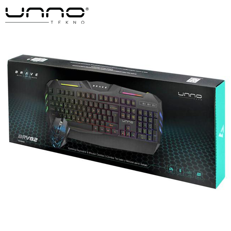 Combo UNNO TEKNO Brave Teclado y Mouse Gaming (KB6782BK)
