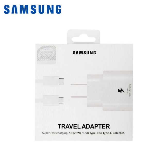 Kit Cargador Samsung Travel Adapter Tipo C a Tipo C 25W 3A (TA800)Blanco