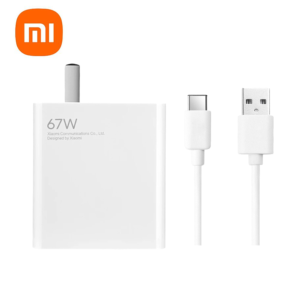 Kit Cargador Xiaomi con cable USB a USB C 67W Blanco