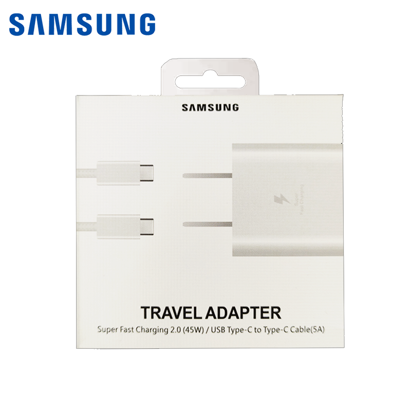 Cargador Samsung Adaptador de viaje USB C a USB C 45W 5A Blanco (EP-TA845) Original