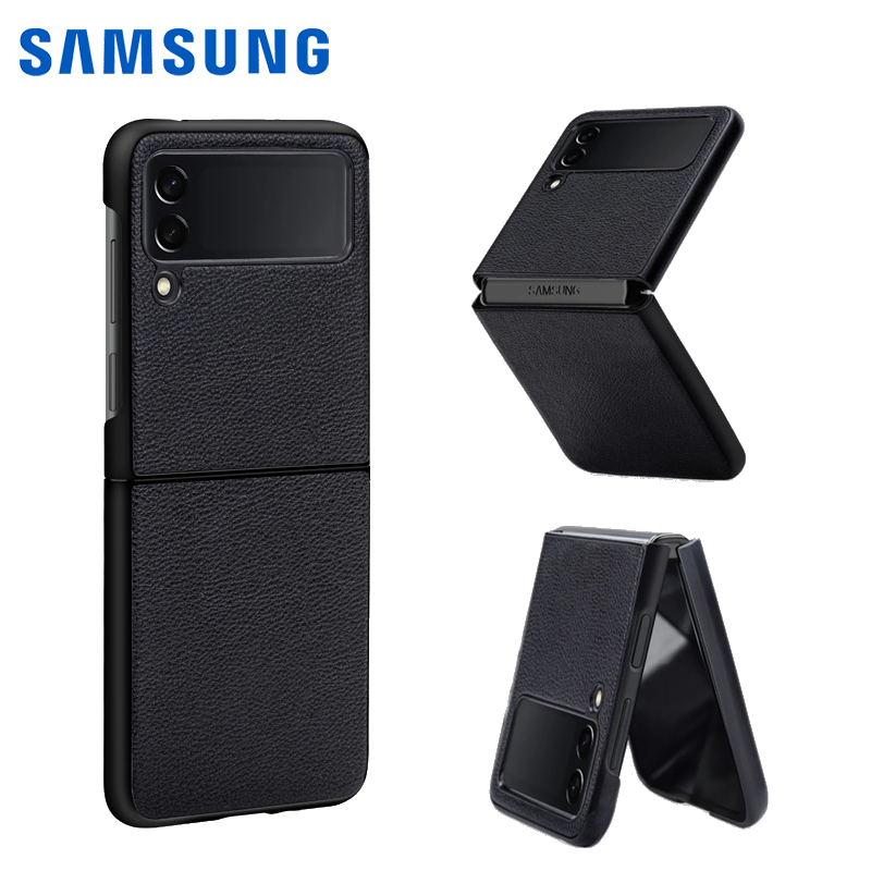 Protector Galaxy Z Flip 4 (EF-VF721) Flap Cover Cuero Negro