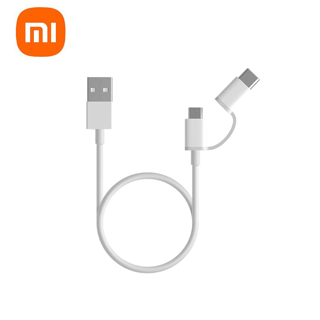 Cable Xiaomi Mi 2 en 1 Micro USB a tipo C 1m Blanco 