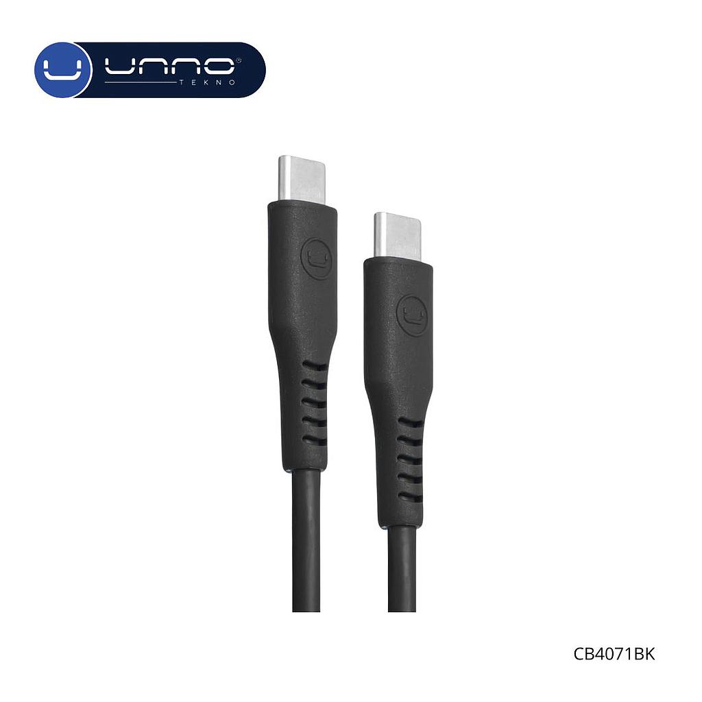 Cable UNNO TEKNO USB-C a USB-C PD65W Negro (CB4071BK)