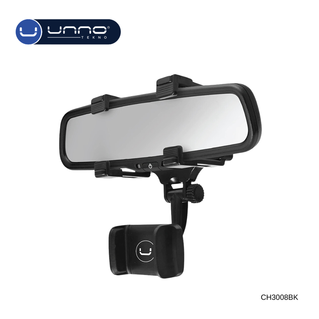Soporte UNNO TEKNO para telefono de espejo retrovisor Negro (CH3008BK)