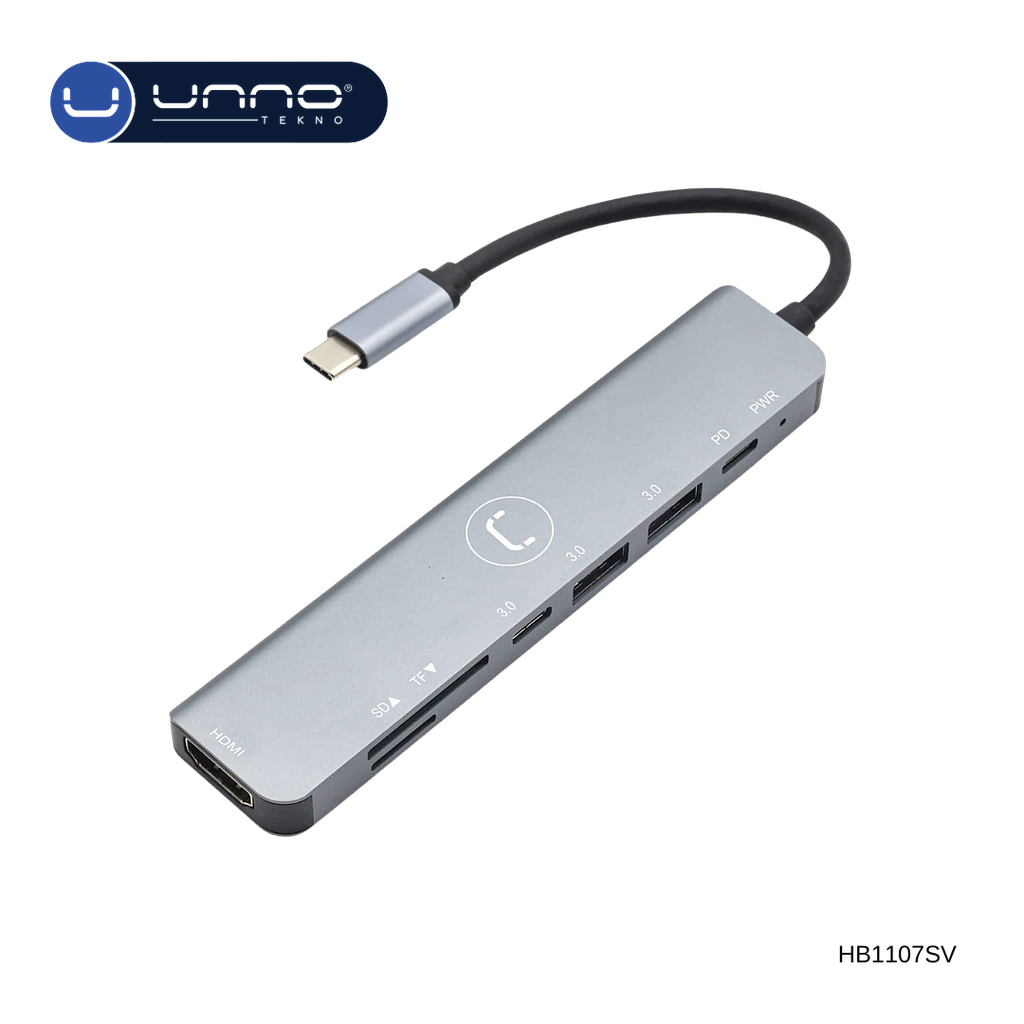 Hub UNNO TEKNO de 7 Puertos USB-C (HB1107SV)