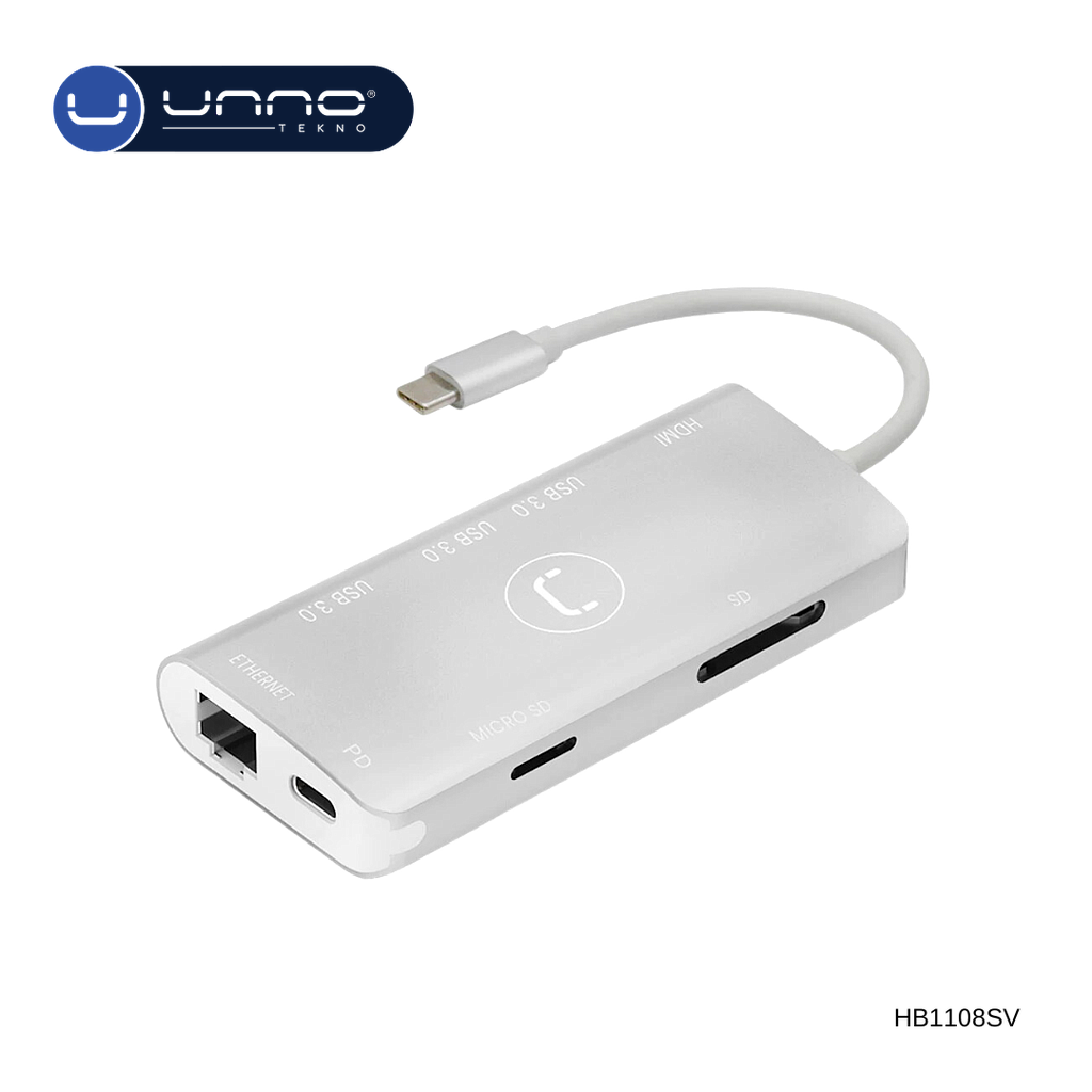 Hub UNNO TEKNO de 8 puertos USB-C (HB1108SV)