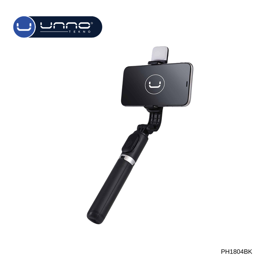 Selfie stick y tripode con luz LED UNNO TEKNO (PH1804BK)