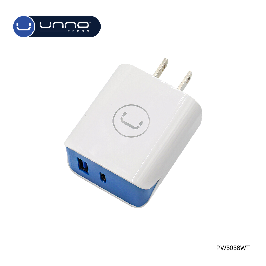 Cargador UNNO TEKNO PD20W Dual USB-A y USB-C Blanco (PW5056WT)