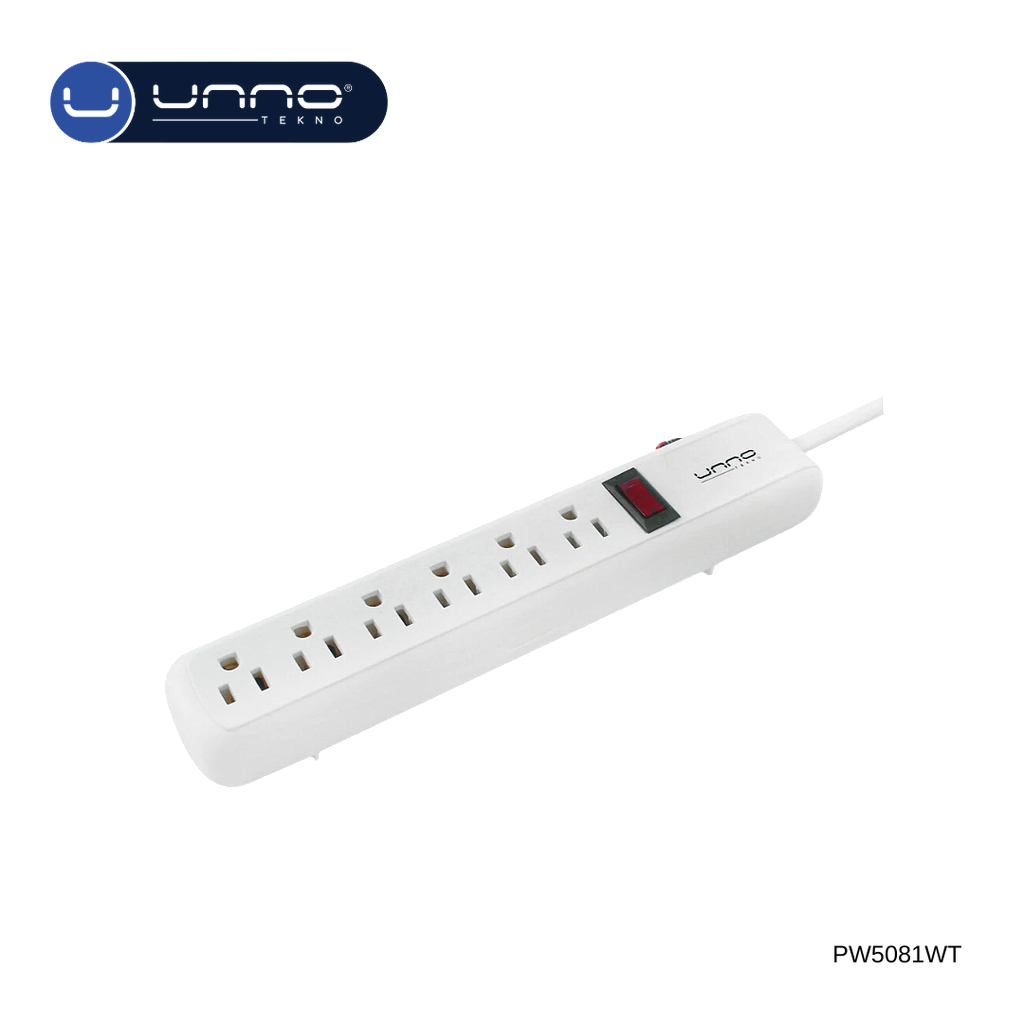 Regleta de 6 tomas UNNO TEKNO Dual USB-C Blanco (PW5038WT)