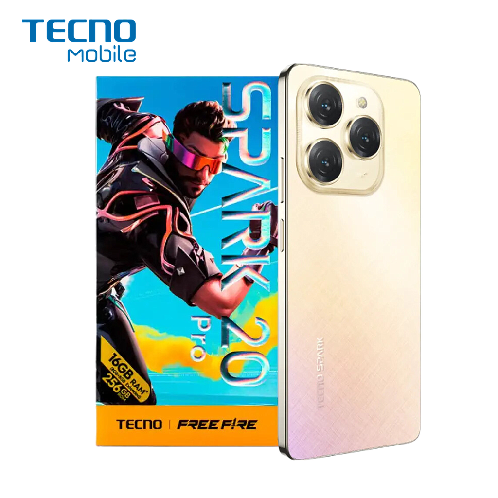 Celular Tecno Spark 20 pro Free Fire 4G NFC 256GB/8 Liberado Dual Sim Dorado