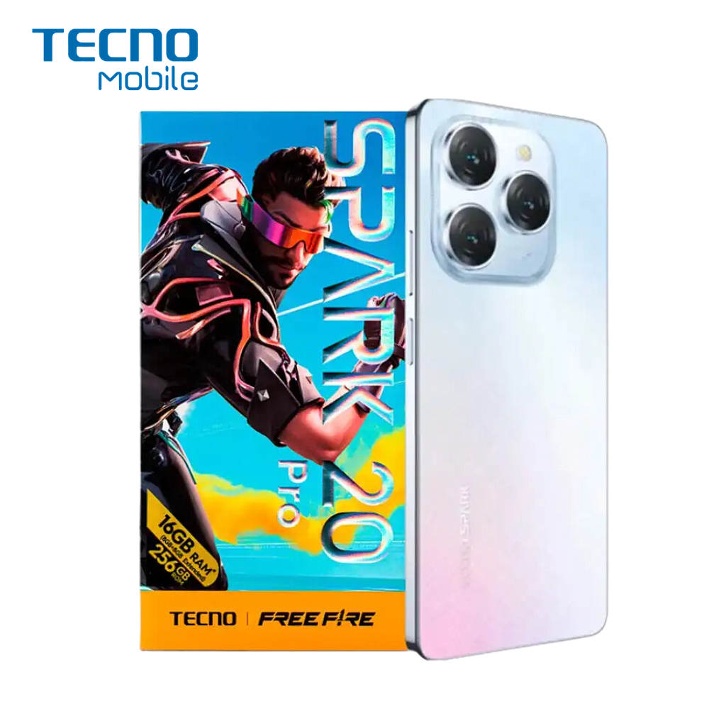 Celular Tecno Spark 20 pro Free Fire 4G NFC 256GB/8 Liberado Dual Sim Blanco