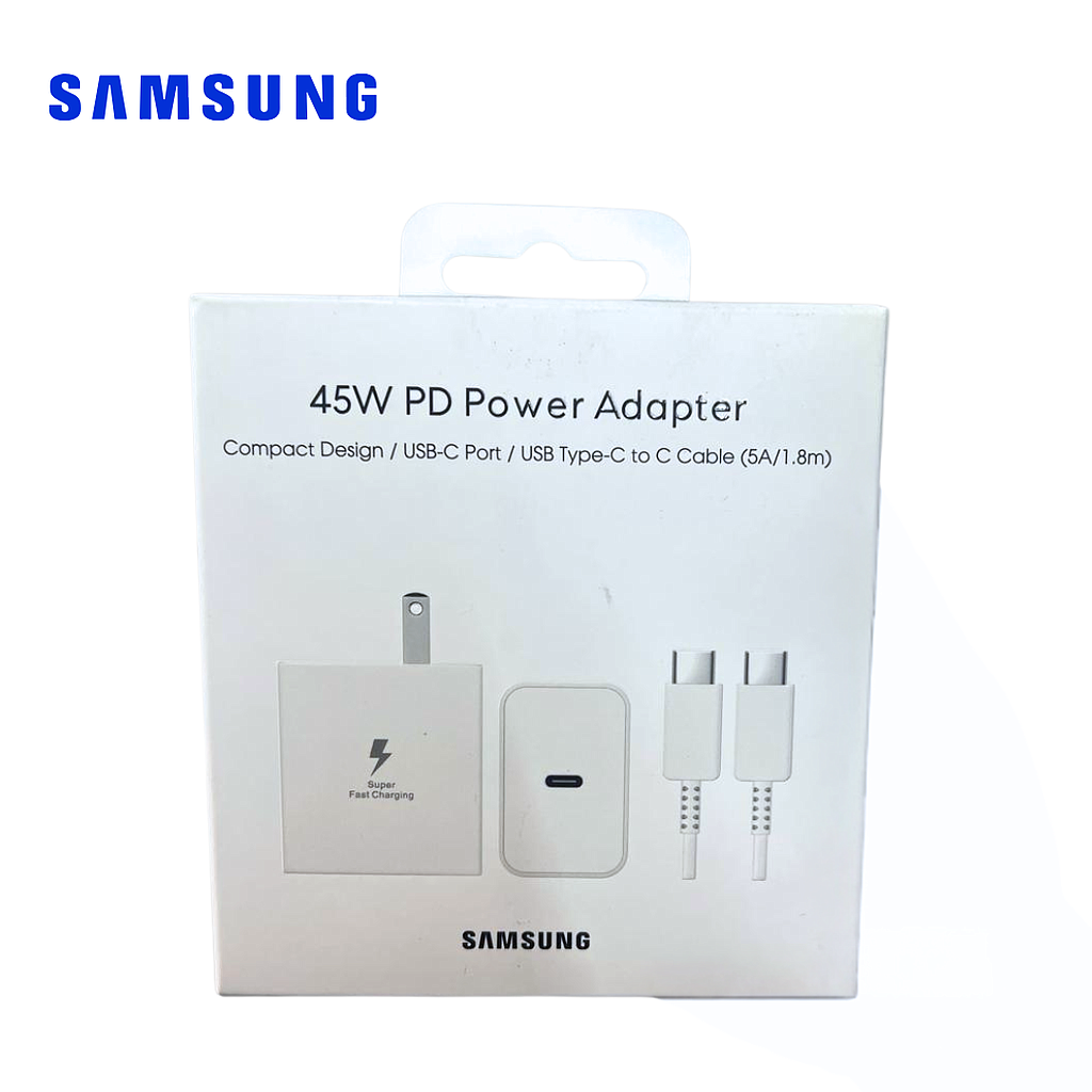 Kit Cargador Samsung Travel Adapter USB Tipo C a USB Tipo C 1.8M 45W PD (EP-T4510) Blanco 