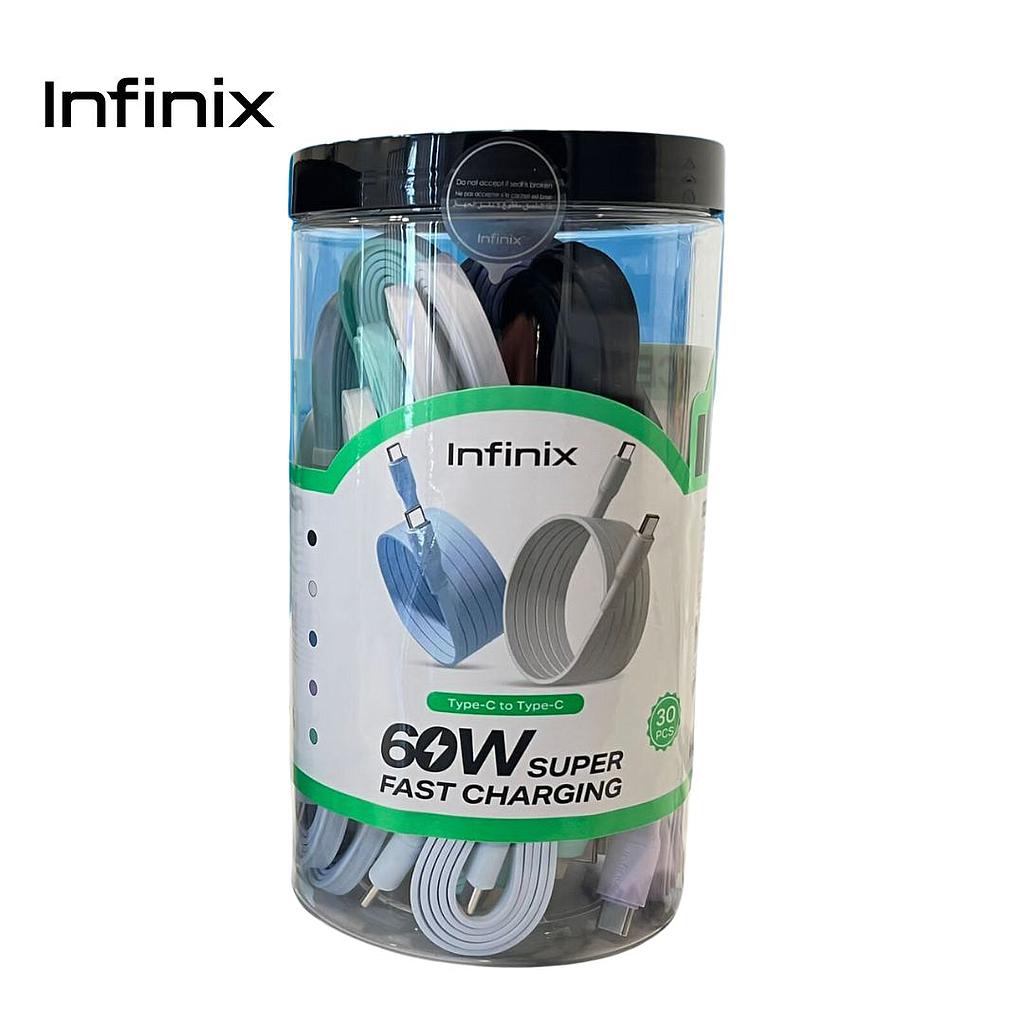 Cable Infinix Lata de 30 unidades USB-C a USB-C 60W 1M (XDC231)