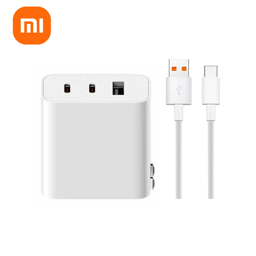 Kit Cargador Xiaomi Triple Puerto 2C Y 1A con cable USB-C a USB-A 67W Blanco